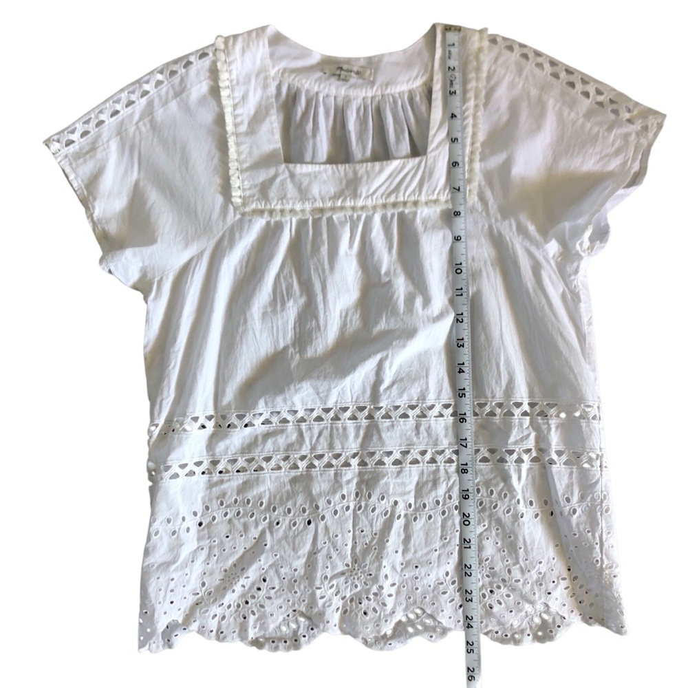 Madewell Angelica White Scallop Hem Women’s Blouse Size Small - Picture 4 of 7